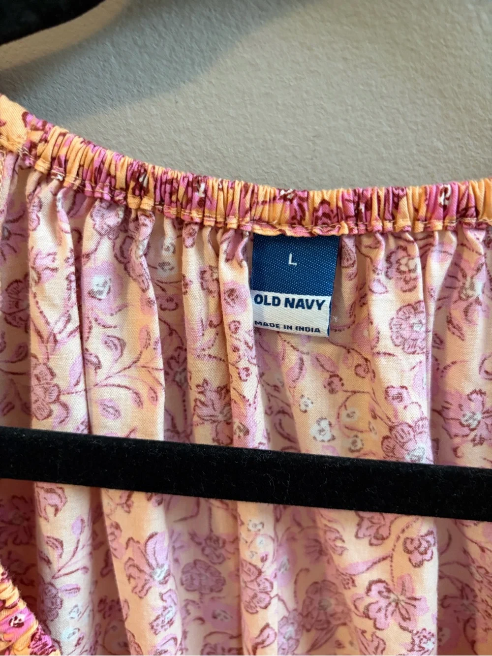 Old Navy Pink and Yellow Floral Puff-Sleeve Wrap Blouse
